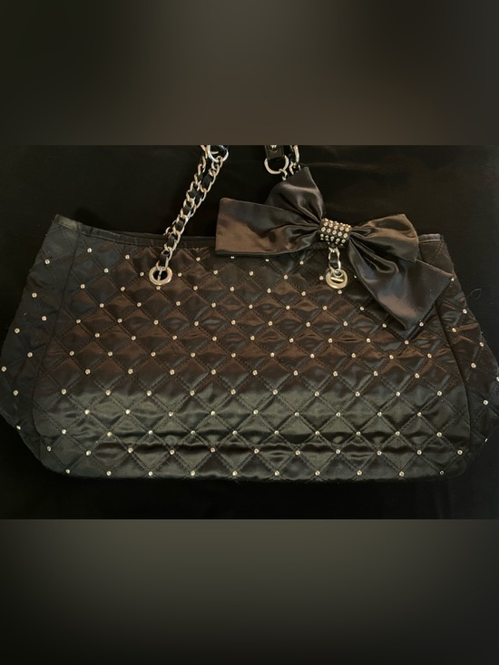 White House Black Market Handbags - New White House Black Market Black Quilted Tote with Bow and Chain Handles